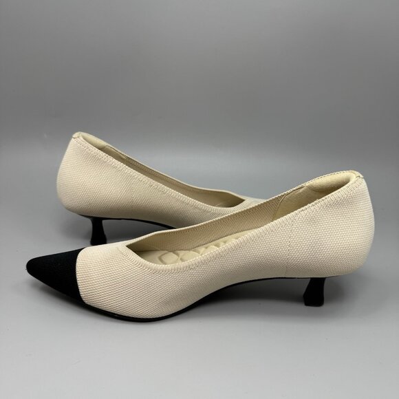 Vivaia Scarlett Pointed Toe Kitten Heels Almond Black Women's Size 39 / US 8.5 - Picture 2 of 9